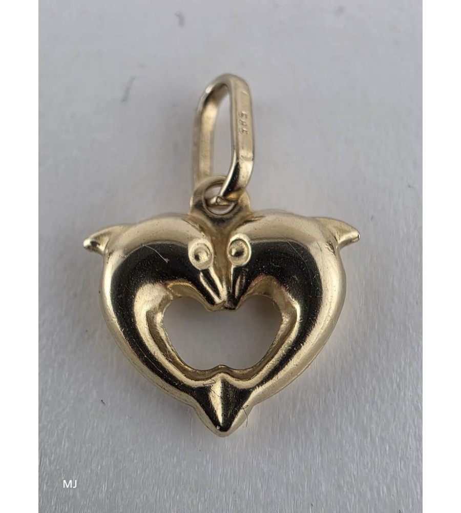 Gouden hanger hartje van dolfijnen