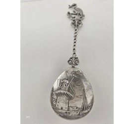 Zilveren geboortelepel "Haagse Ooievaar"