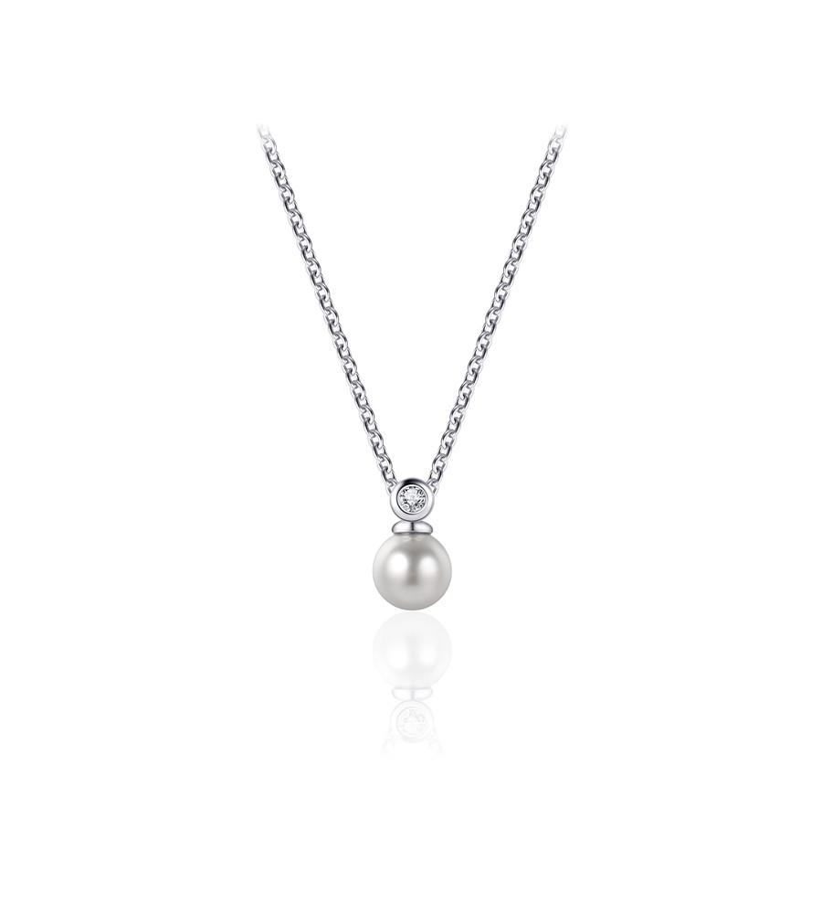 Zilveren collier met parel hanger