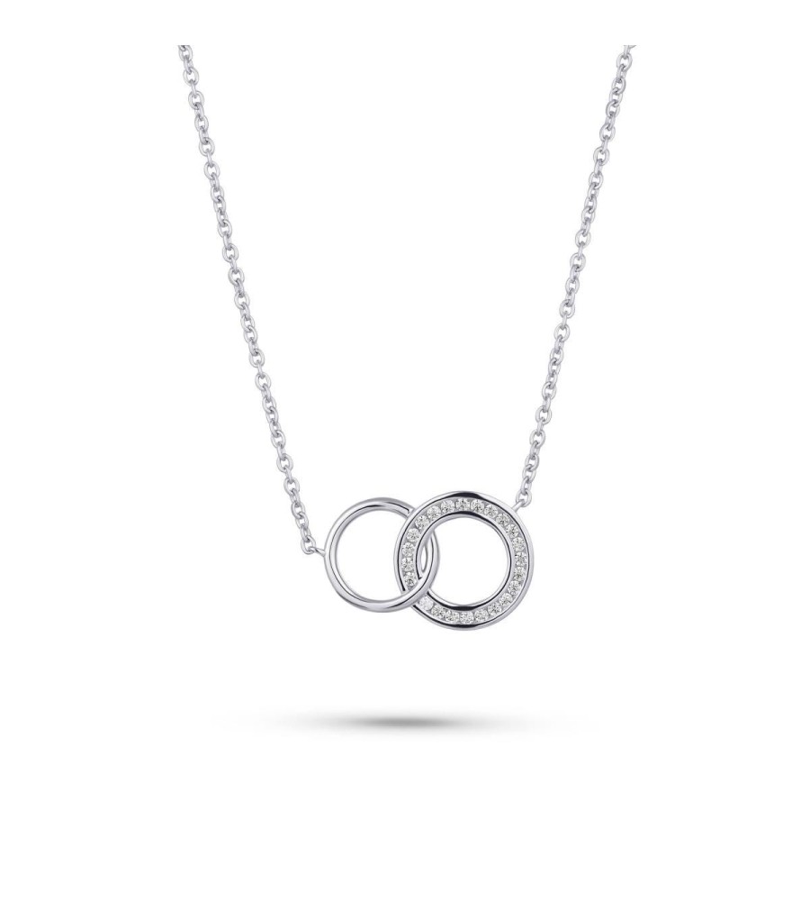 Zilveren collier met vaste hanger met zirkonia