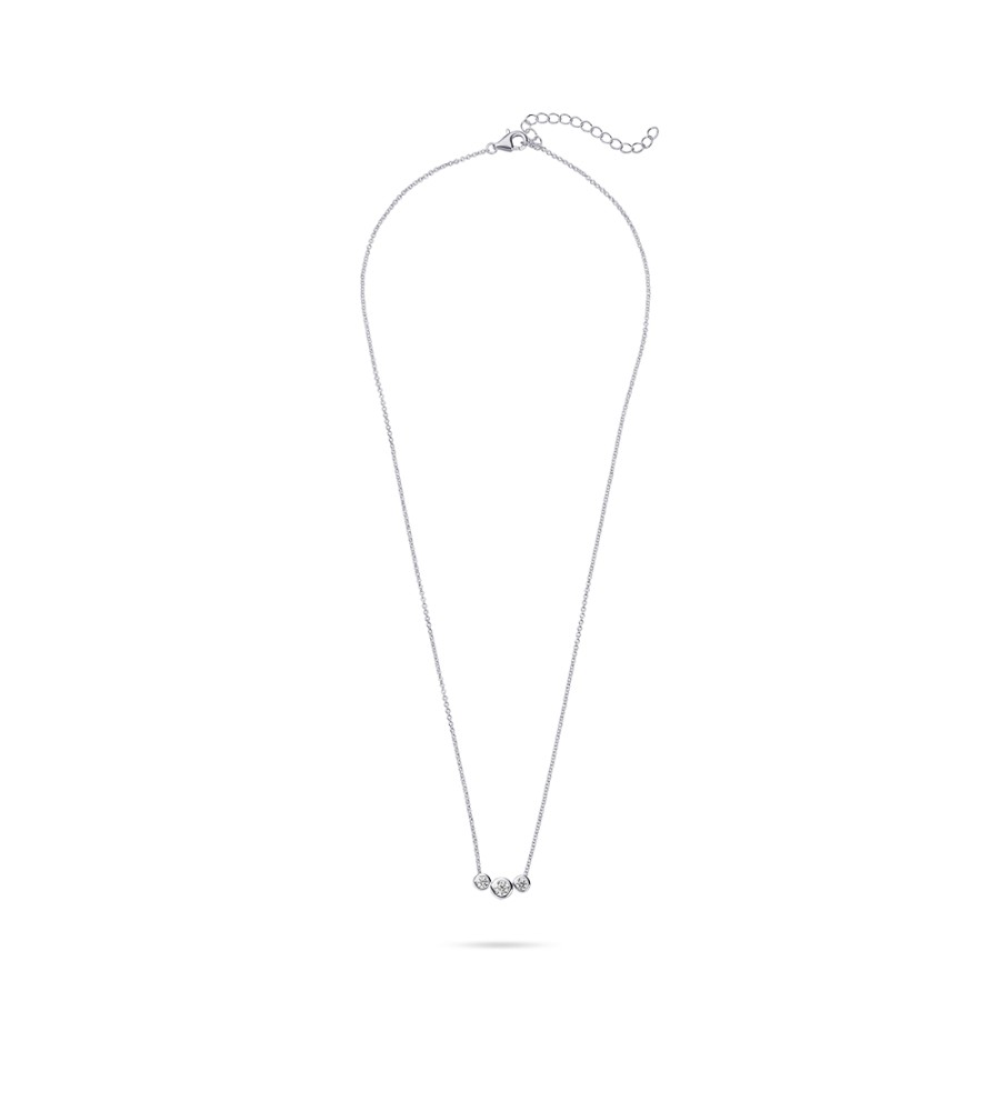 Zilveren collier met vaste hanger met zirkonia