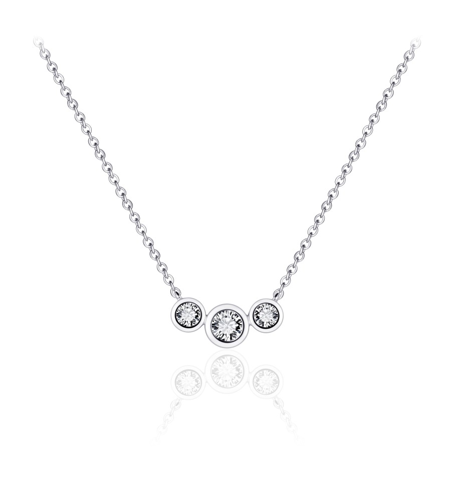 Zilveren collier met vaste hanger met zirkonia