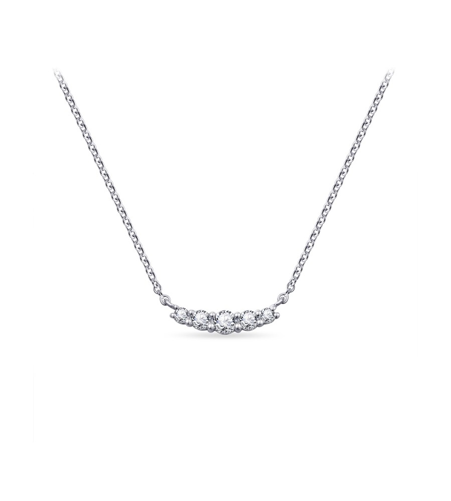 Zilveren collier met vaste hanger met zirkonia