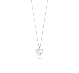 Rosa di Luca zilveren hart/hond hanger met zirkonia en collier 624.154