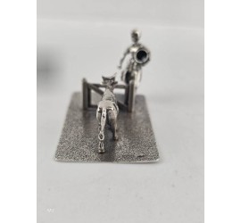 Zilveren miniatuur Boerin met koe