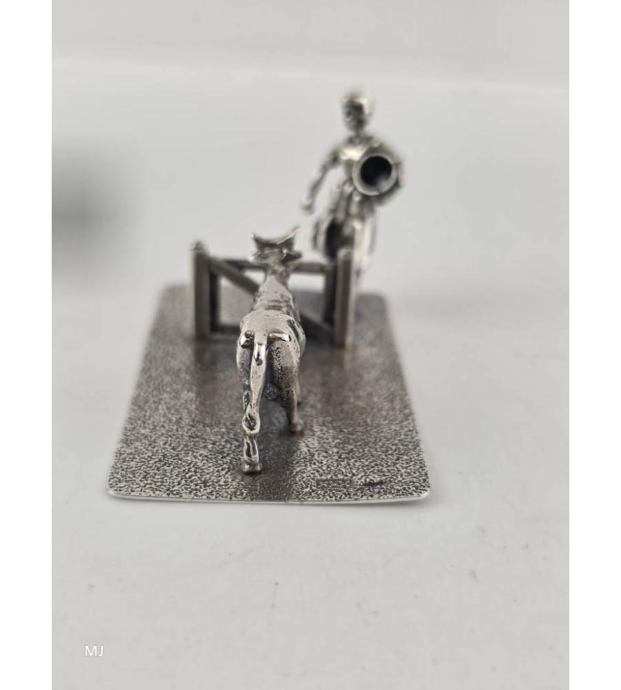 Zilveren miniatuur Boerin met koe