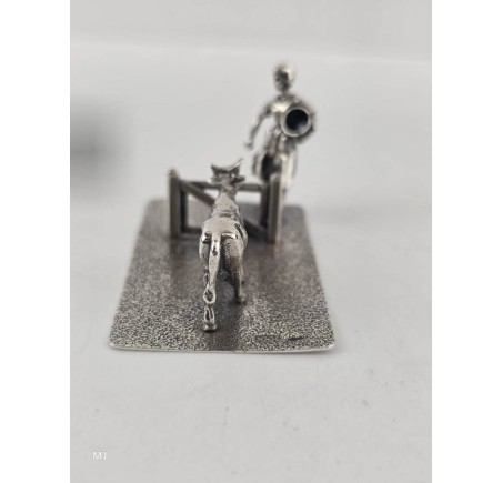 Zilveren miniatuur Boerin met koe