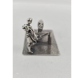 Zilveren miniatuur Boerin met koe