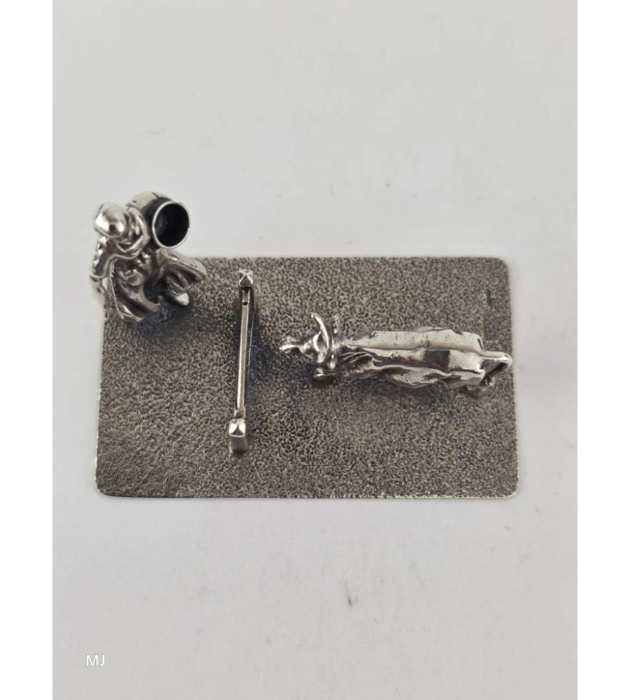 Zilveren miniatuur Boerin met koe