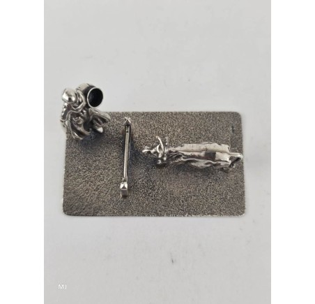 Zilveren miniatuur Boerin met koe