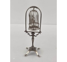 Zilveren miniatuur Vogelkooi