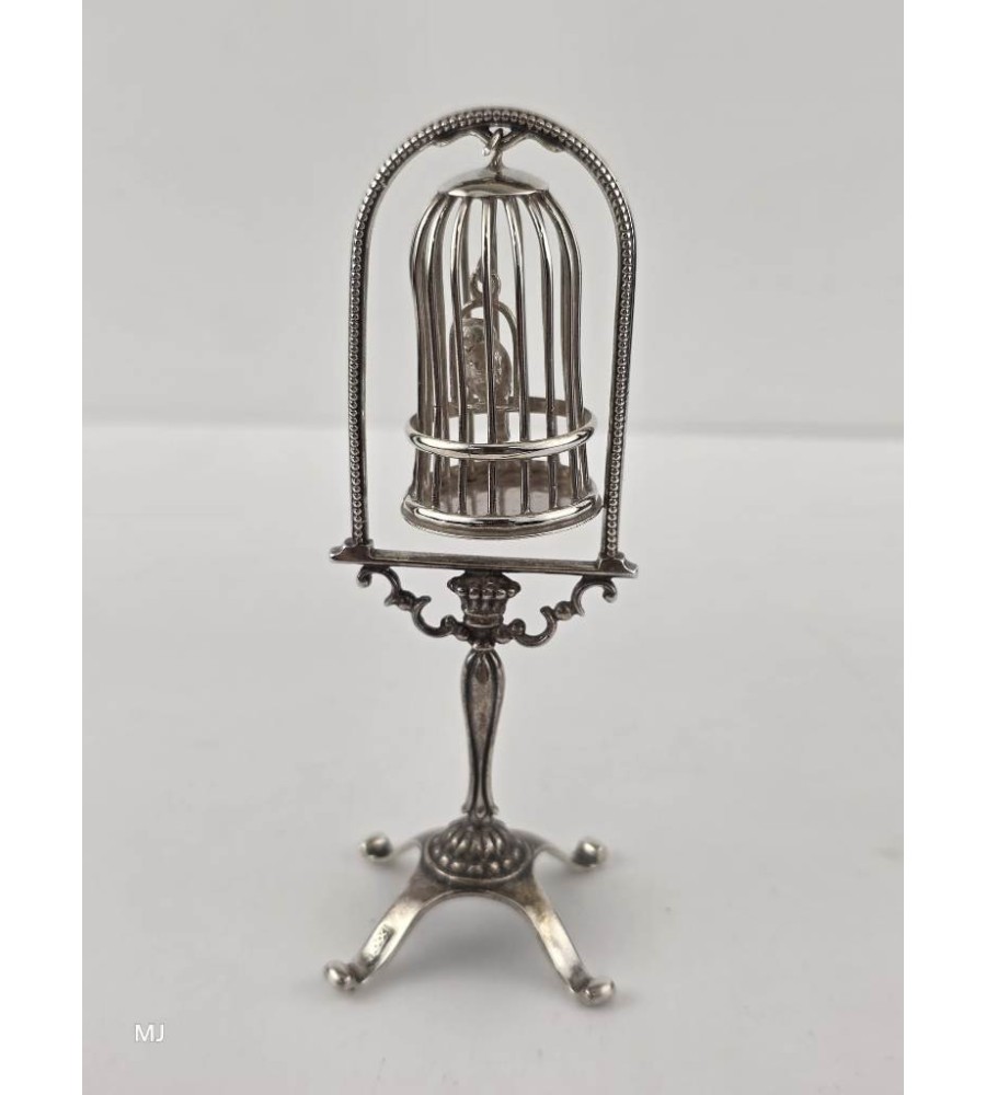 Zilveren miniatuur Vogelkooi