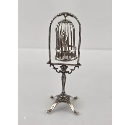 Zilveren miniatuur Vogelkooi