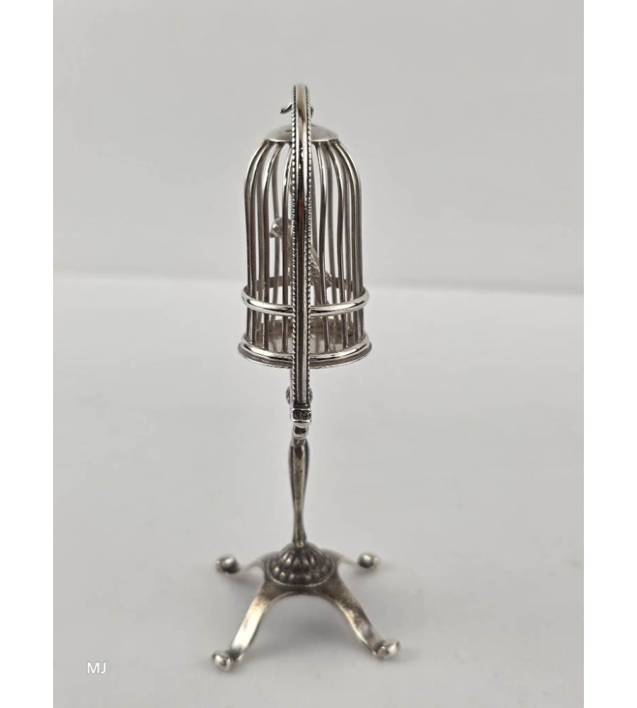 Zilveren miniatuur Vogelkooi