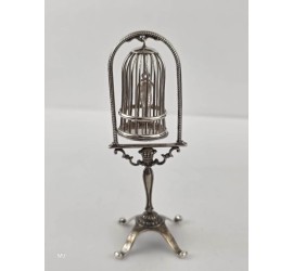 Zilveren miniatuur Vogelkooi