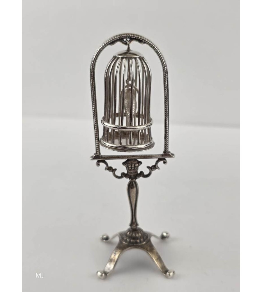 Zilveren miniatuur Vogelkooi