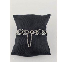 Zilveren Teka roosjes armband