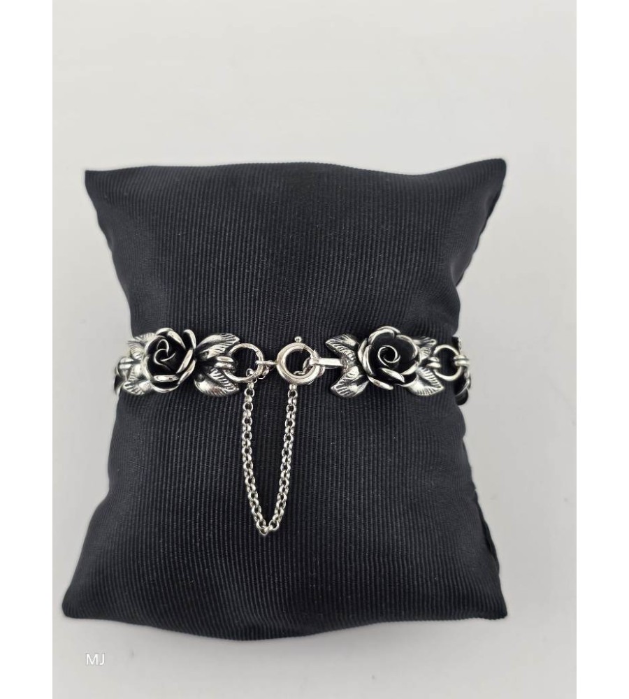 Zilveren Teka roosjes armband