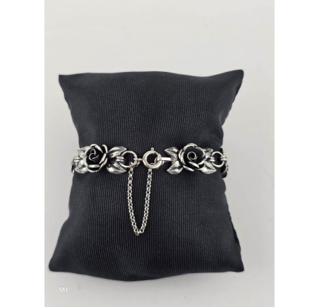 Zilveren Teka roosjes armband