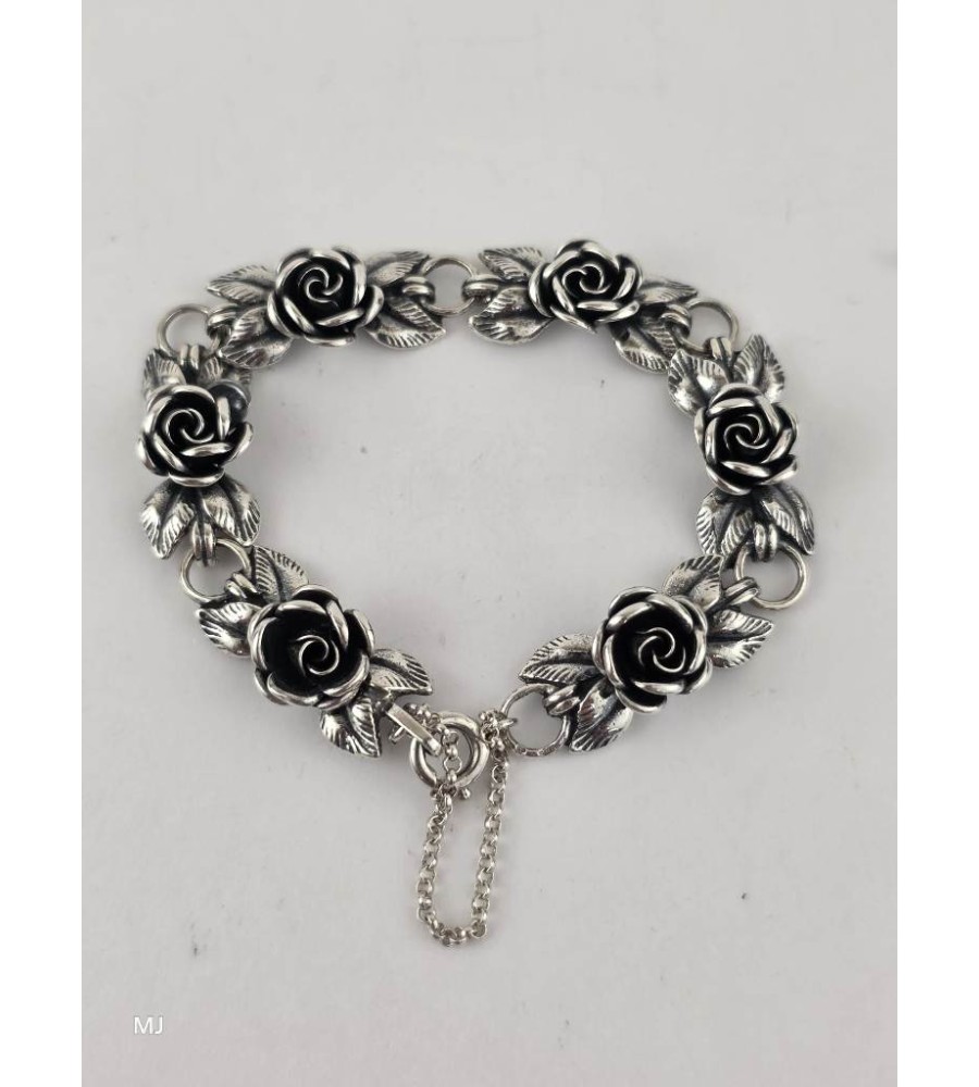 Zilveren Teka roosjes armband