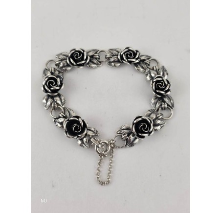 Zilveren Teka roosjes armband