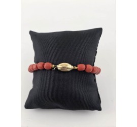 Bloedkoralen armband met gouden slot