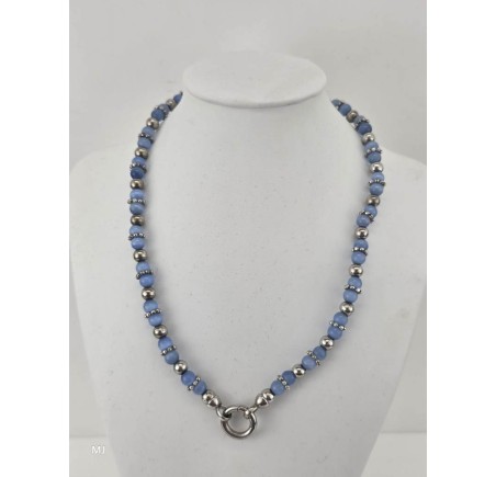 Zinzi collier met blauwe kralen