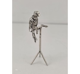 Zilveren miniatuur Pappagaai op stok