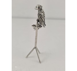 Zilveren miniatuur Pappagaai op stok