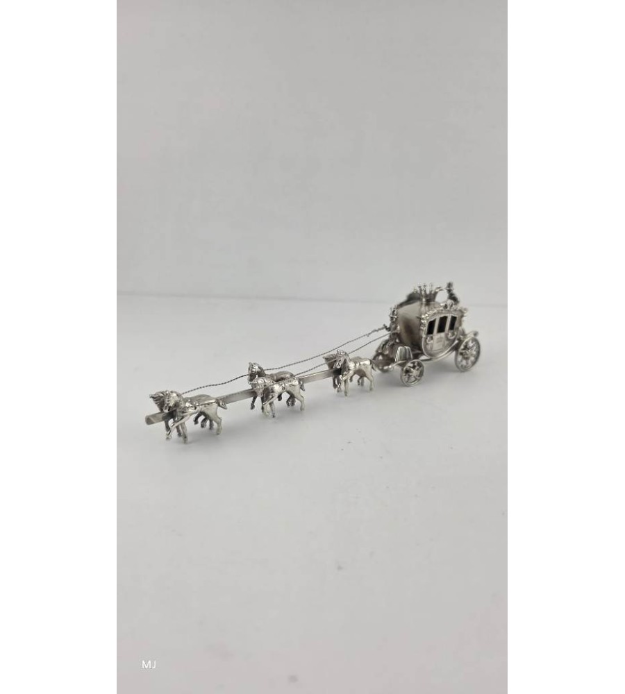 Zilveren miniatuur Gouden Koets met 6 paarden