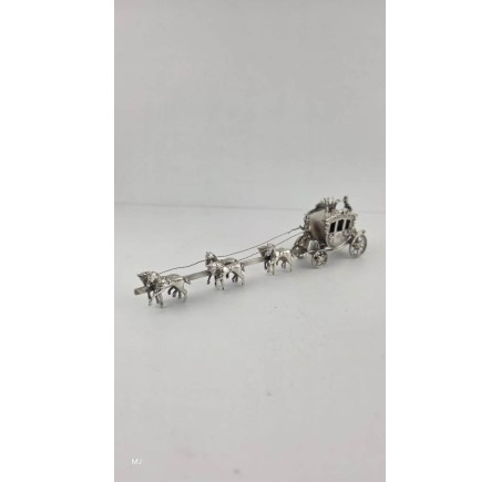 Zilveren miniatuur Gouden Koets met 6 paarden
