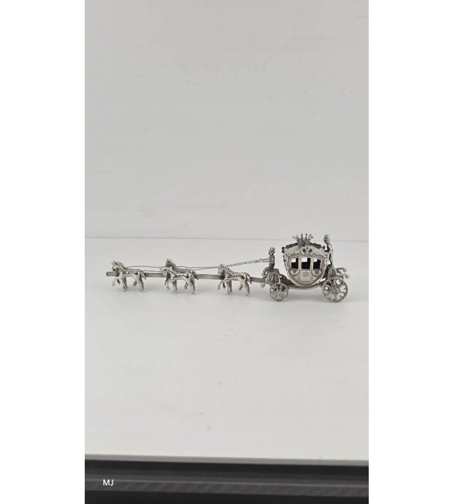 Zilveren miniatuur Gouden Koets met 6 paarden