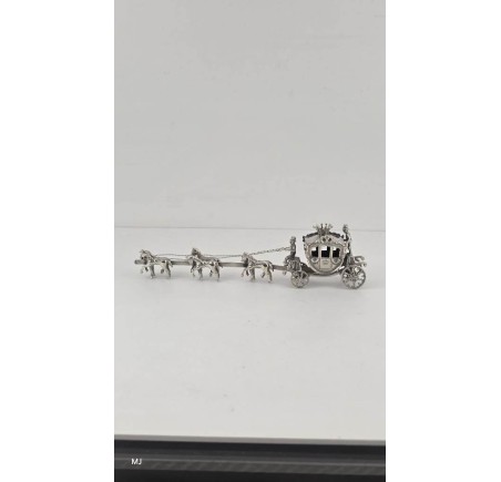 Zilveren miniatuur Gouden Koets met 6 paarden