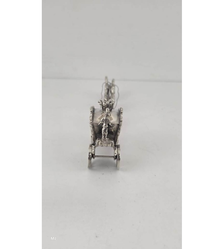 Zilveren miniatuur Gouden Koets met 6 paarden