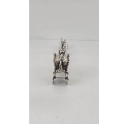Zilveren miniatuur Gouden Koets met 6 paarden