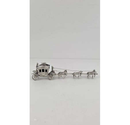 Zilveren miniatuur Gouden Koets met 6 paarden