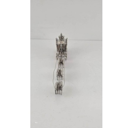 Zilveren miniatuur Gouden Koets met 6 paarden