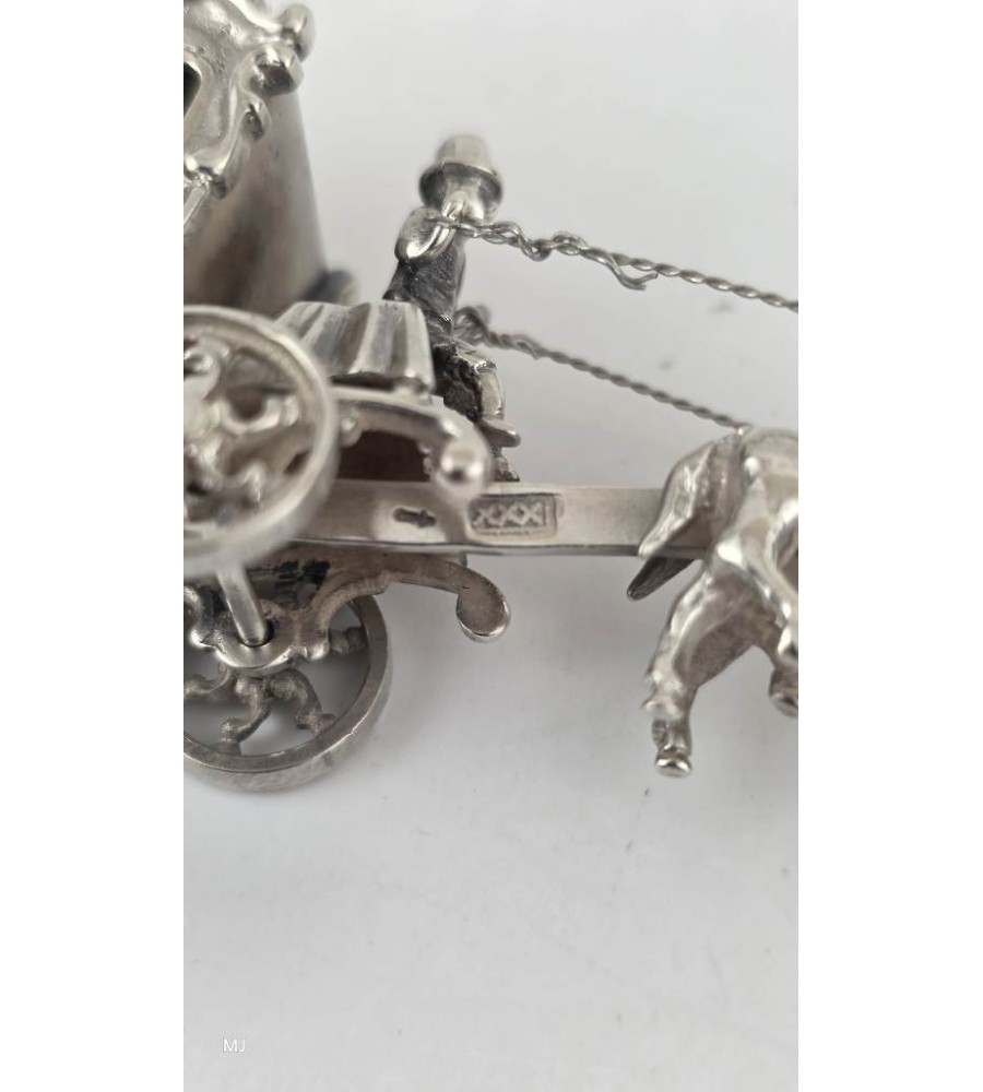 Zilveren miniatuur Gouden Koets met 6 paarden