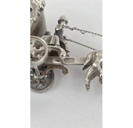 Zilveren miniatuur Gouden Koets met 6 paarden