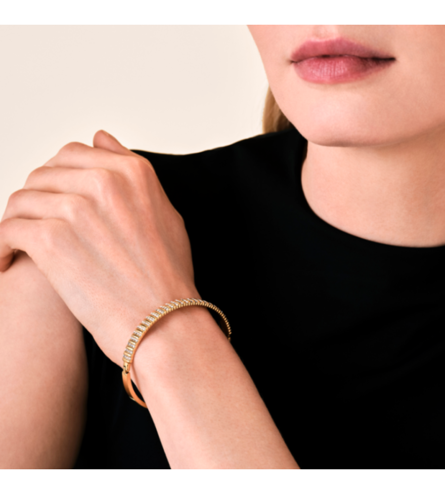 Rosefield staal vergulde slavenarmband zirkonia
