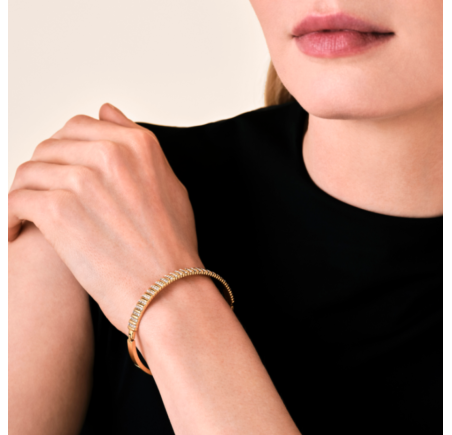 Rosefield staal vergulde slavenarmband zirkonia Striped Crystals Bangle  JBSBG-J1287