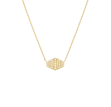 Rosefield staal verguld choker met zirkonia Striped Crystal Small Pendant Necklace Gold JNSPG-J1284