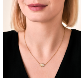 Rosefield staal verguld choker met zirkonia Striped Crystal Small Pendant Necklace Gold JNSPG-J1284