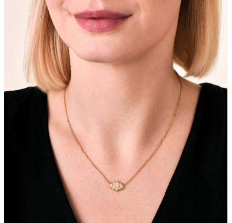 Rosefield staal verguld choker met zirkonia Striped Crystal Small Pendant Necklace Gold JNSPG-J1284