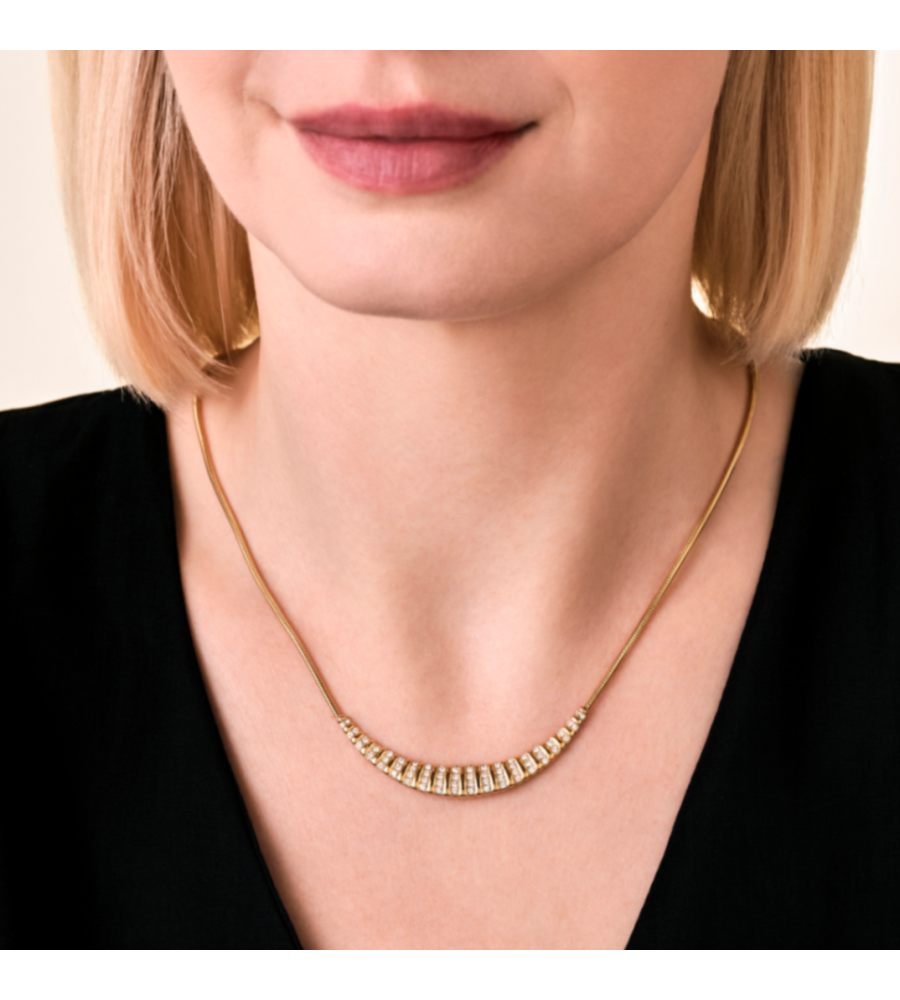 Rosefield staal verguld choker met zirkonia