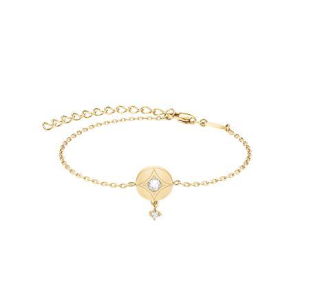 Rosefield staal vergulde slavenarmband zirkonia Diamond Star Coin Bracelet JBDCG-J1358