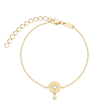 Rosefield staal vergulde slavenarmband zirkonia Diamond Star Coin Bracelet JBDCG-J1358