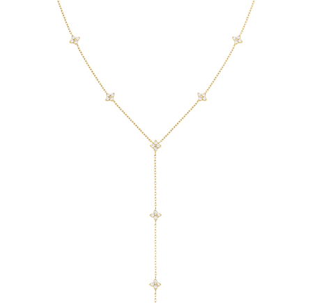 Rosefield staal verguld choker met zirkonia Diamond Star Long Necklace JNDLG-J1357