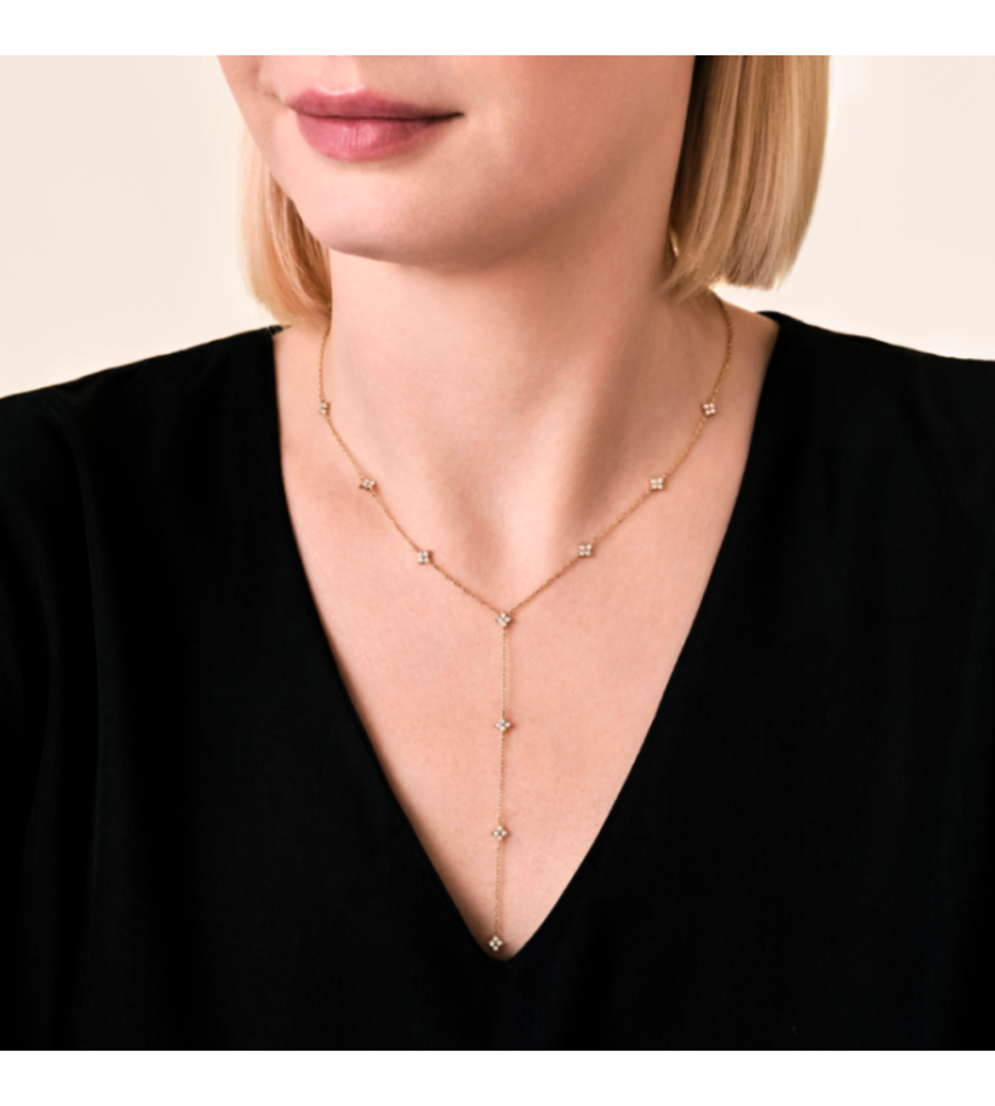 Rosefield staal verguld choker met zirkonia