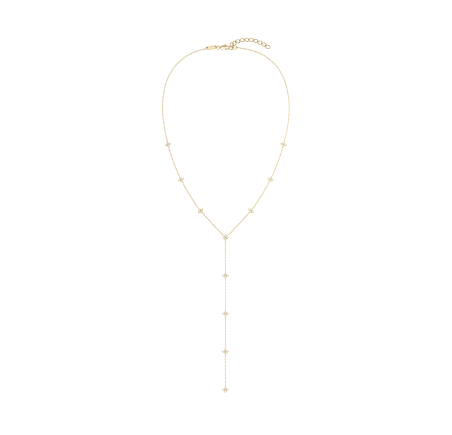 Rosefield staal verguld choker met zirkonia Diamond Star Long Necklace JNDLG-J1357